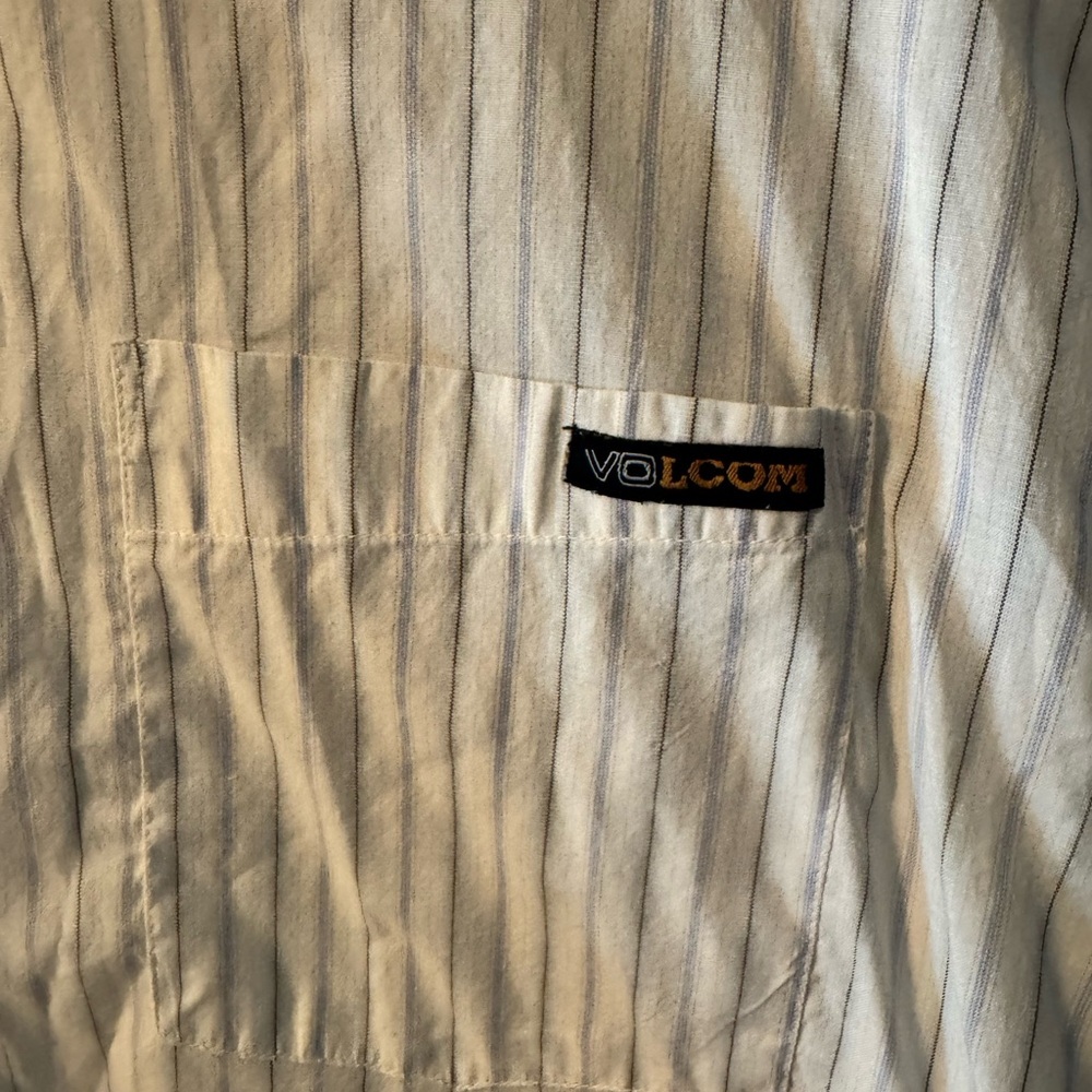 Pair of young men’s Volcum & On the Byas White Striped Men's Shirts - Picture 5 of 5